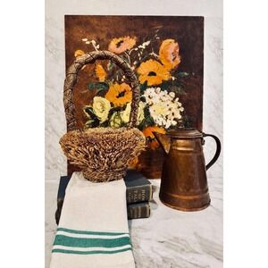 Vintage HBasket with Wrapped Handle Appalachian style made with sticks & vines